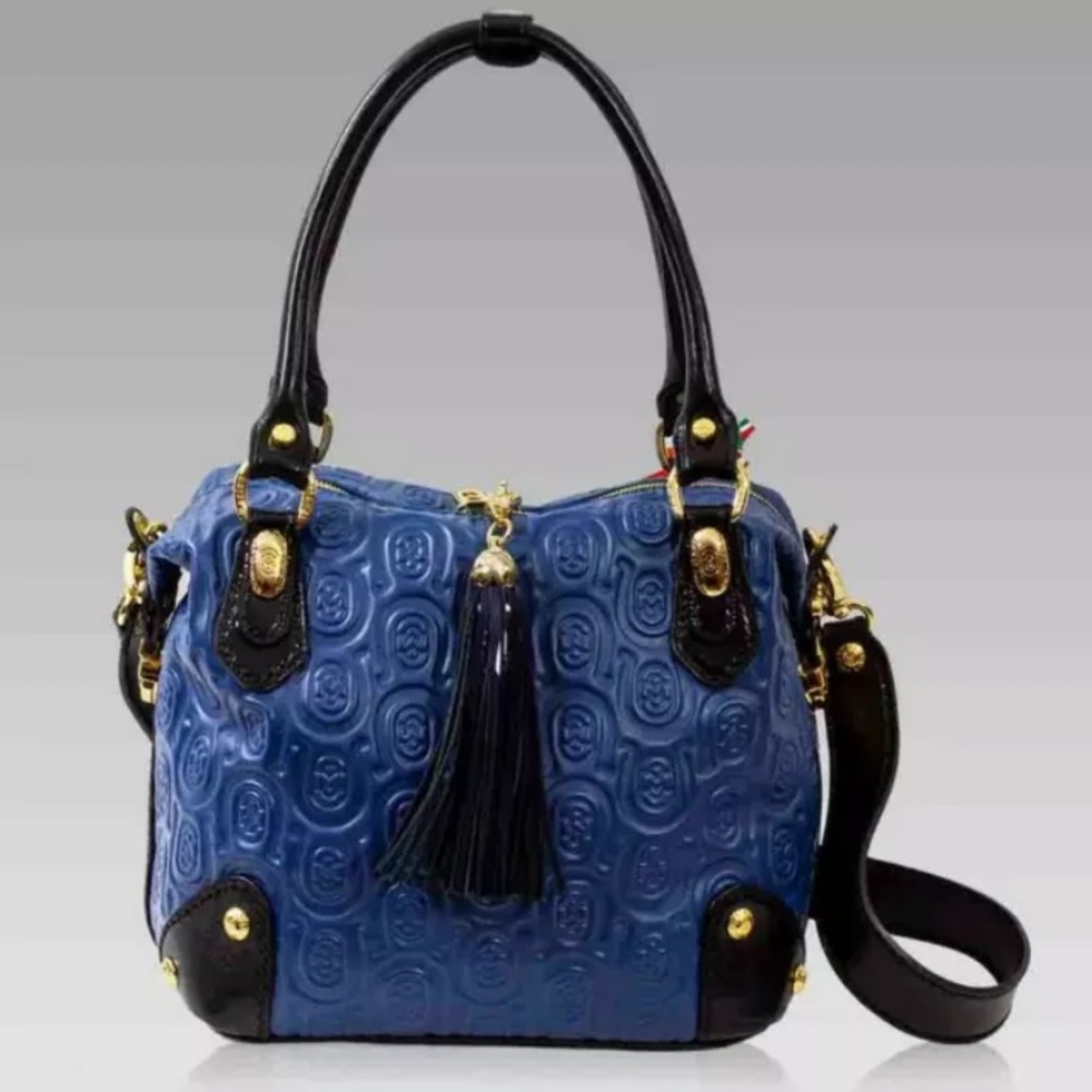 Marino Orlandi French Blue Monogram Leather Purse